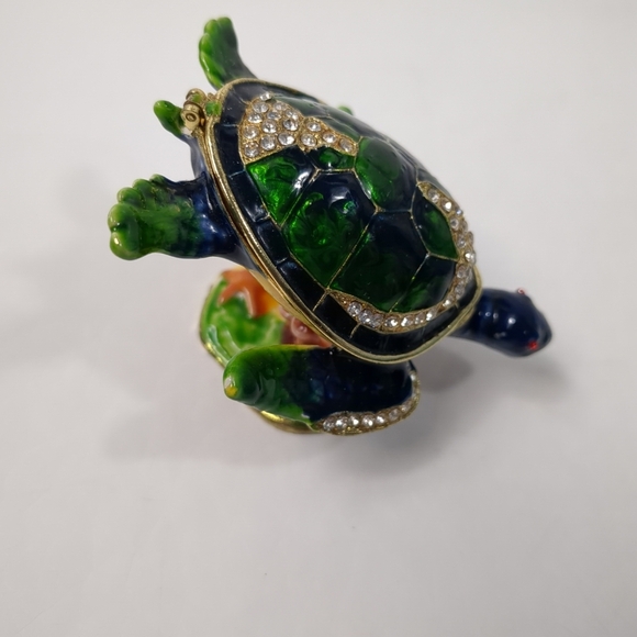 Green Turtle Fish Jewelry Trinket Box Decorative Collectible Sea Gift - Picture 2 of 8